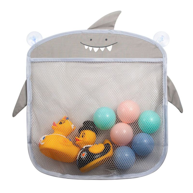 Bath Toy Organizer Set for Kids - Rabbit and Shark Storage Bags for Bathtub Toy Holder, Bathroom or Shower Caddy, Pink & Gray