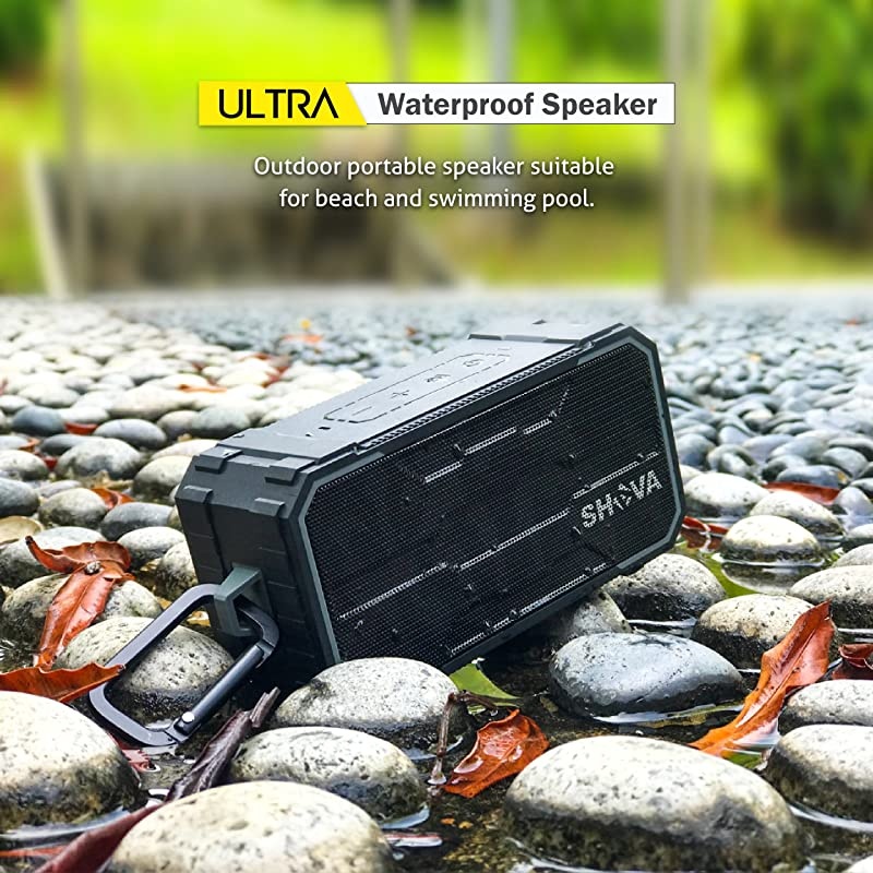 Bluetooth Speaker Outdoor IPX6 Waterproof Speaker Portable Wireless Speaker 10W Drivers Speaker Enhanced Bass Built in Mic Speakerphone Auxin MicroSD for BeachPoolParty and HikingUltra