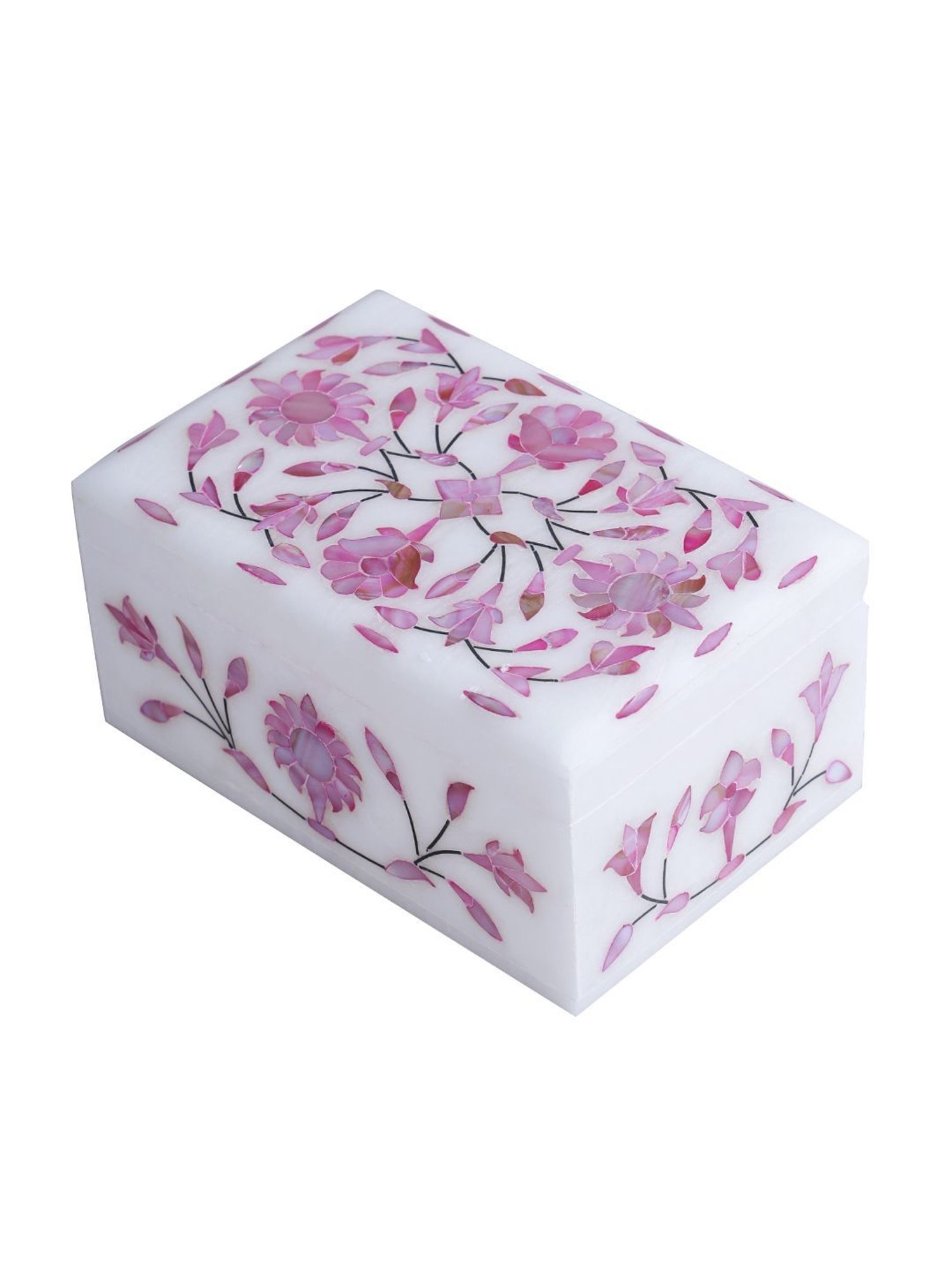 Aapno Rajasthan Pink & White Marble Multiusage Box