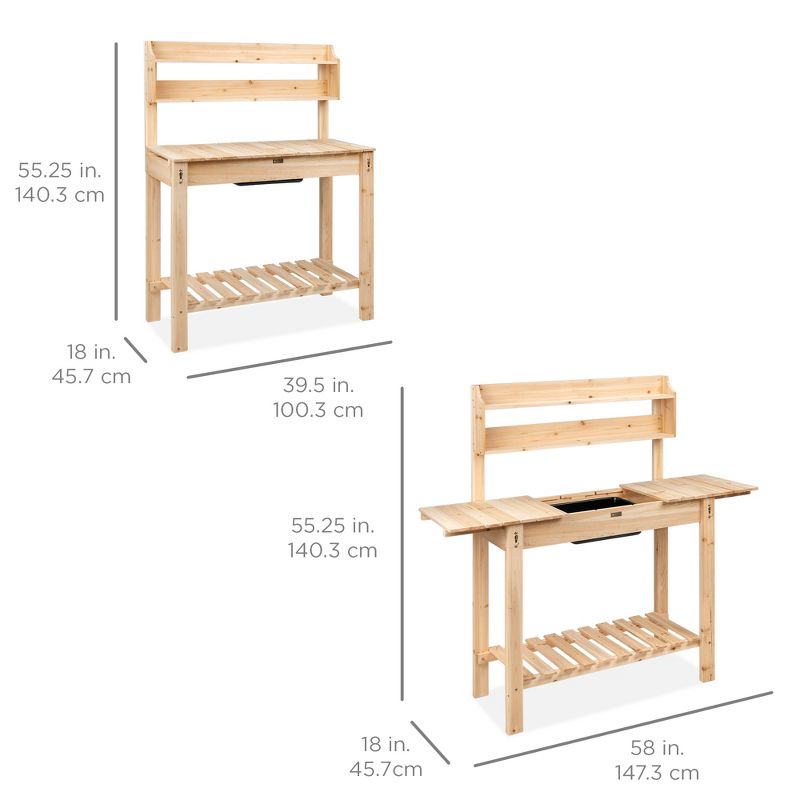 Galvanized Potting Bench Gray - Poly-Tex