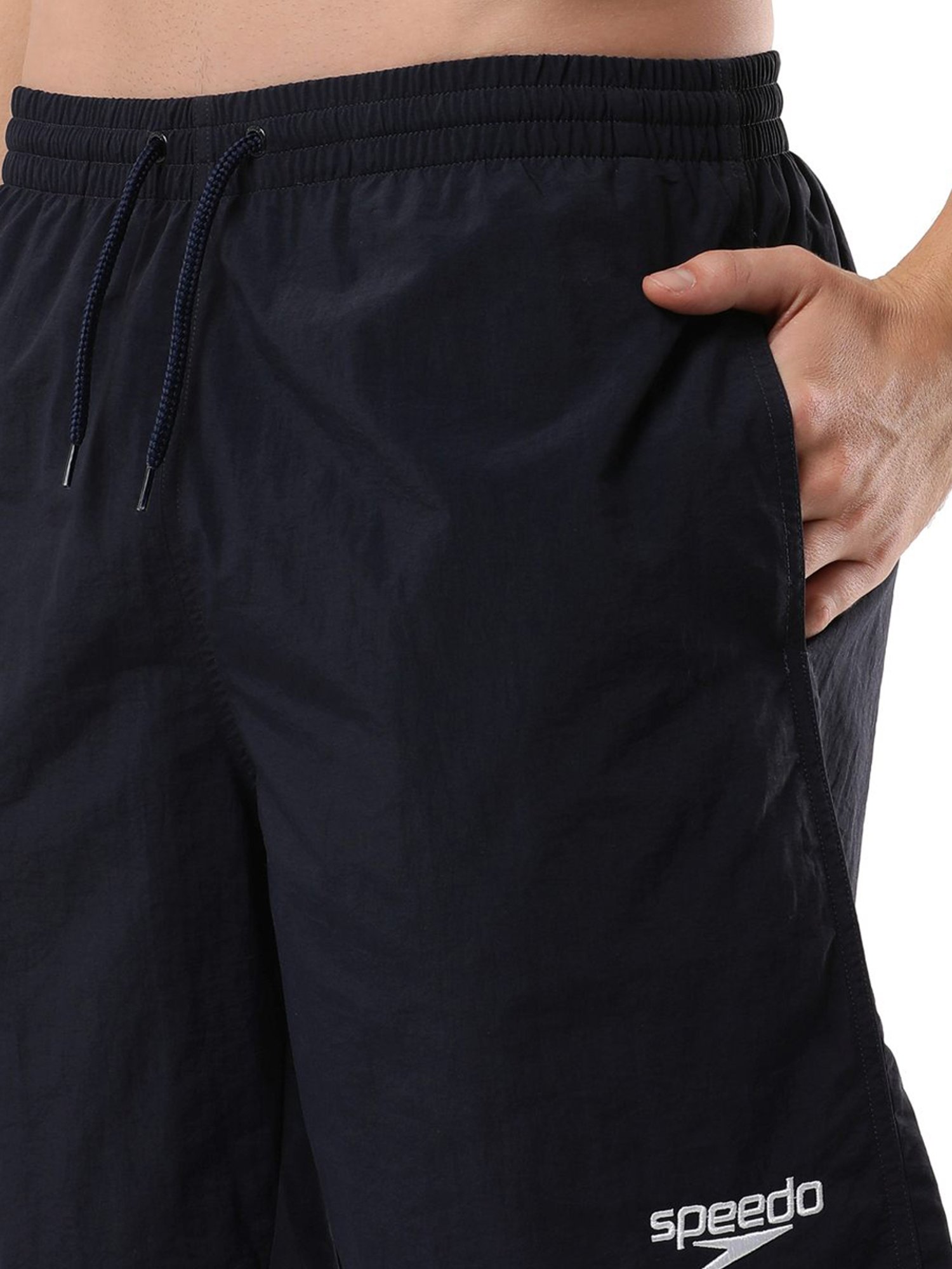 Speedo Navy Regular Fit Self Pattern Swim Shorts