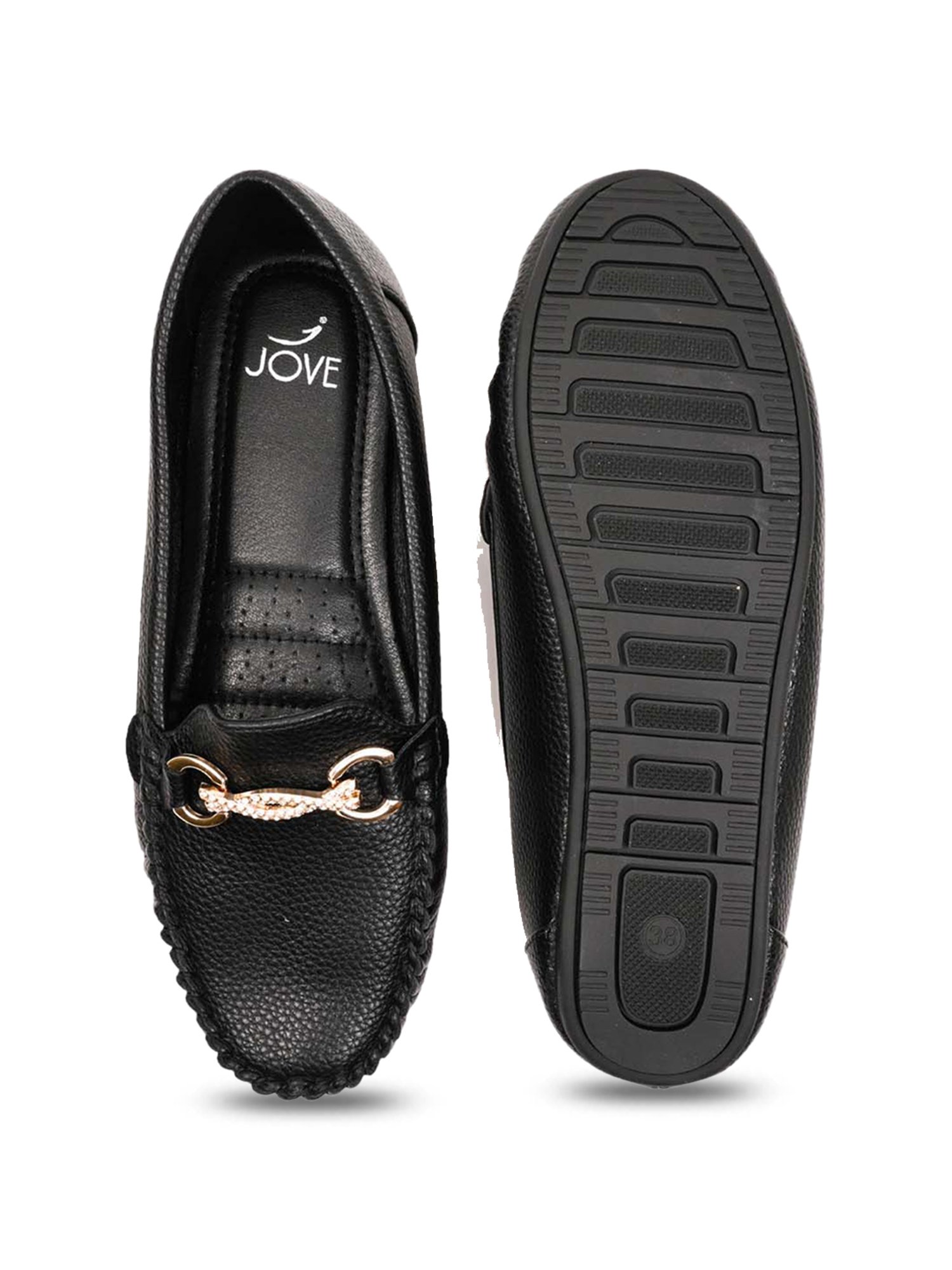 Jove Women's Black Casual Loafers