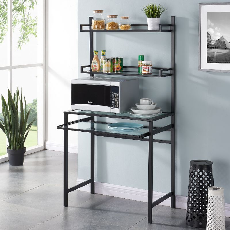 Faulkner Metal/Glass Small Space Desk with Hutch Black - Aiden Lane