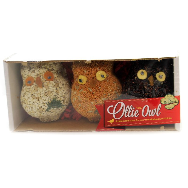 Home & Garden 3.5" Ollie Owl Set / 3 Songbird Feed Birds Mr Bird  -  Bird And Wildlife Food