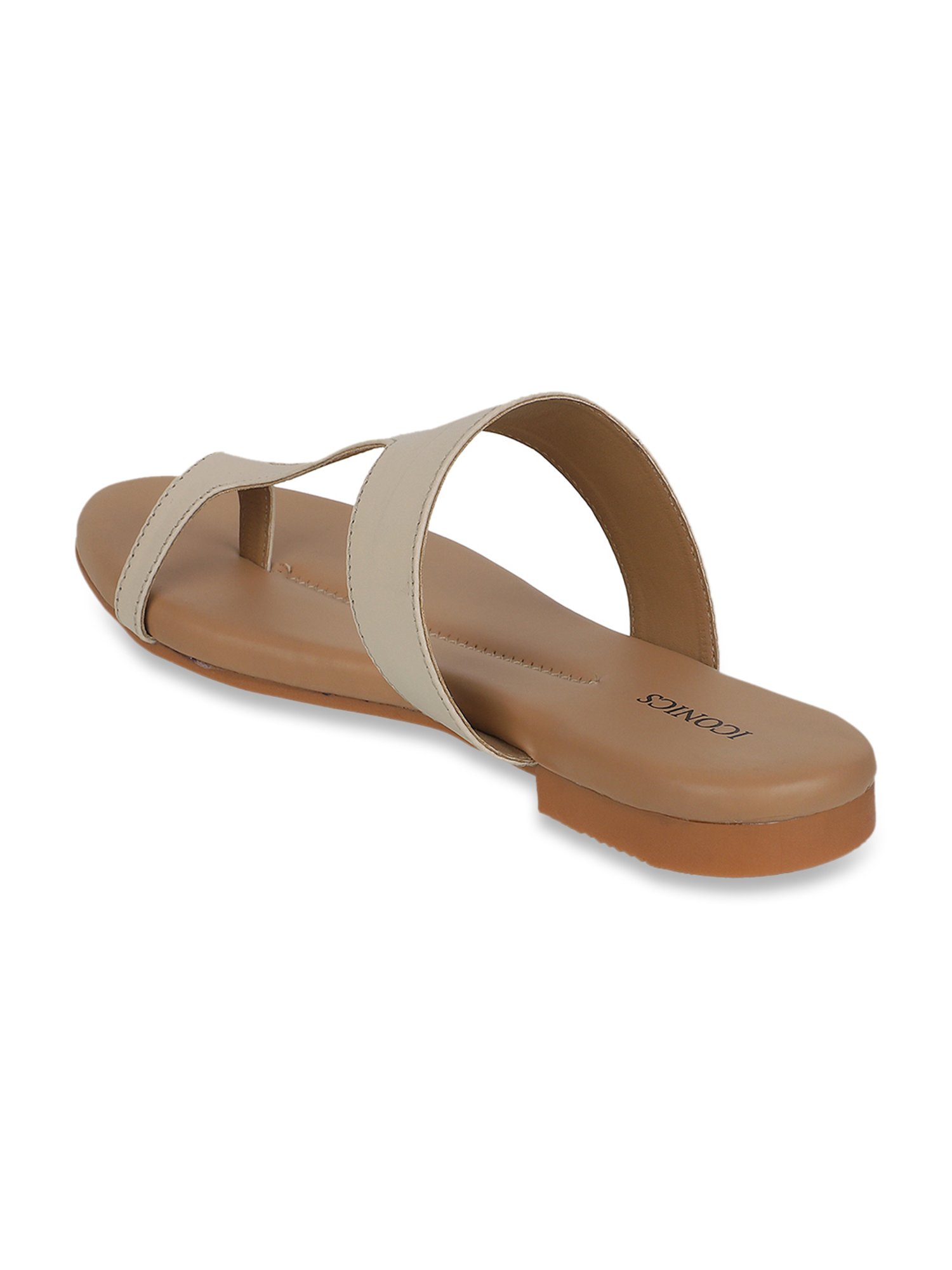 Iconics Women's Beige Toe Ring Sandals