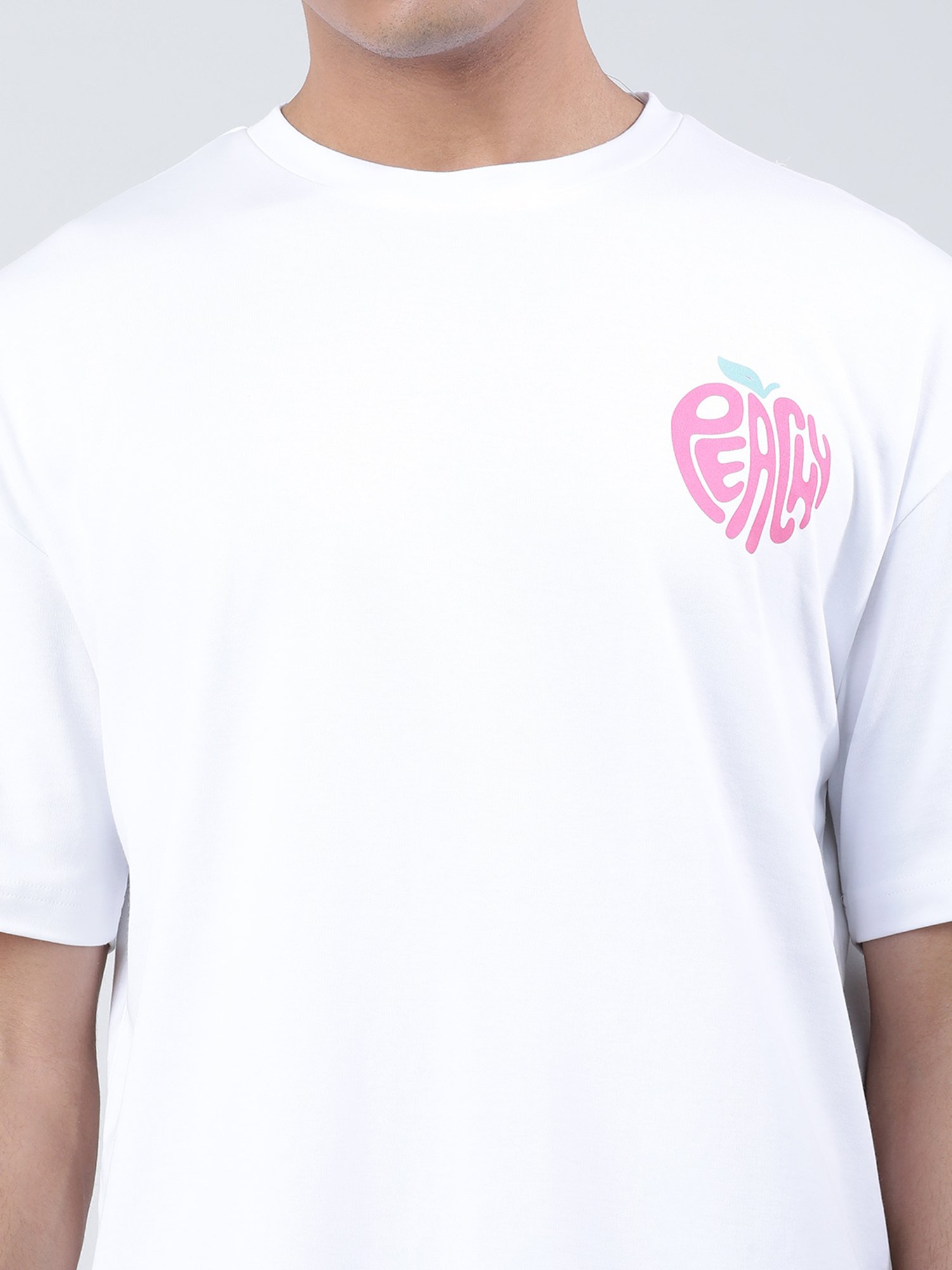 Bene Kleed White Loose Fit Printed Cotton Crew T-Shirt