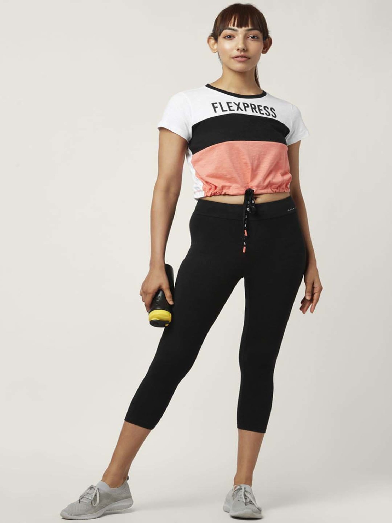Ajile by Pantaloons Coral & White Cotton Color-Block Sports Top