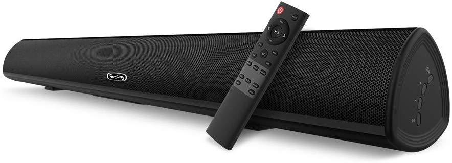 Sound bar, BYL Soundbar Wired and Wireless Bluetooth 5.0 Speaker for TV (28 Inches, Optical Cable Included, DSP, Bass Adjustable, Wall Mountable)