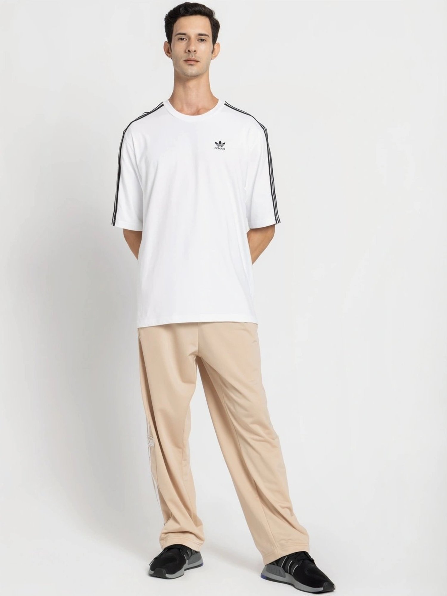 Adidas Originals White Cotton Oversized Logo Printed T-Shirt