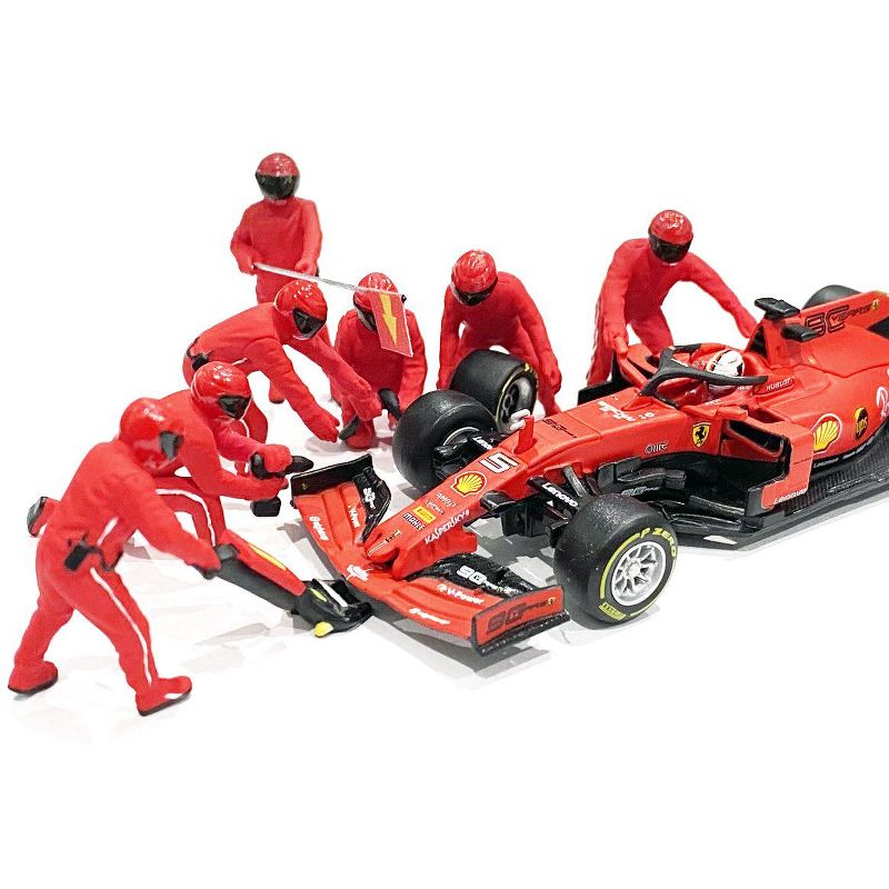 Formula One F1 Pit Crew 7 Figurine Set Team Red for 1/43 Scale Models by American Diorama
