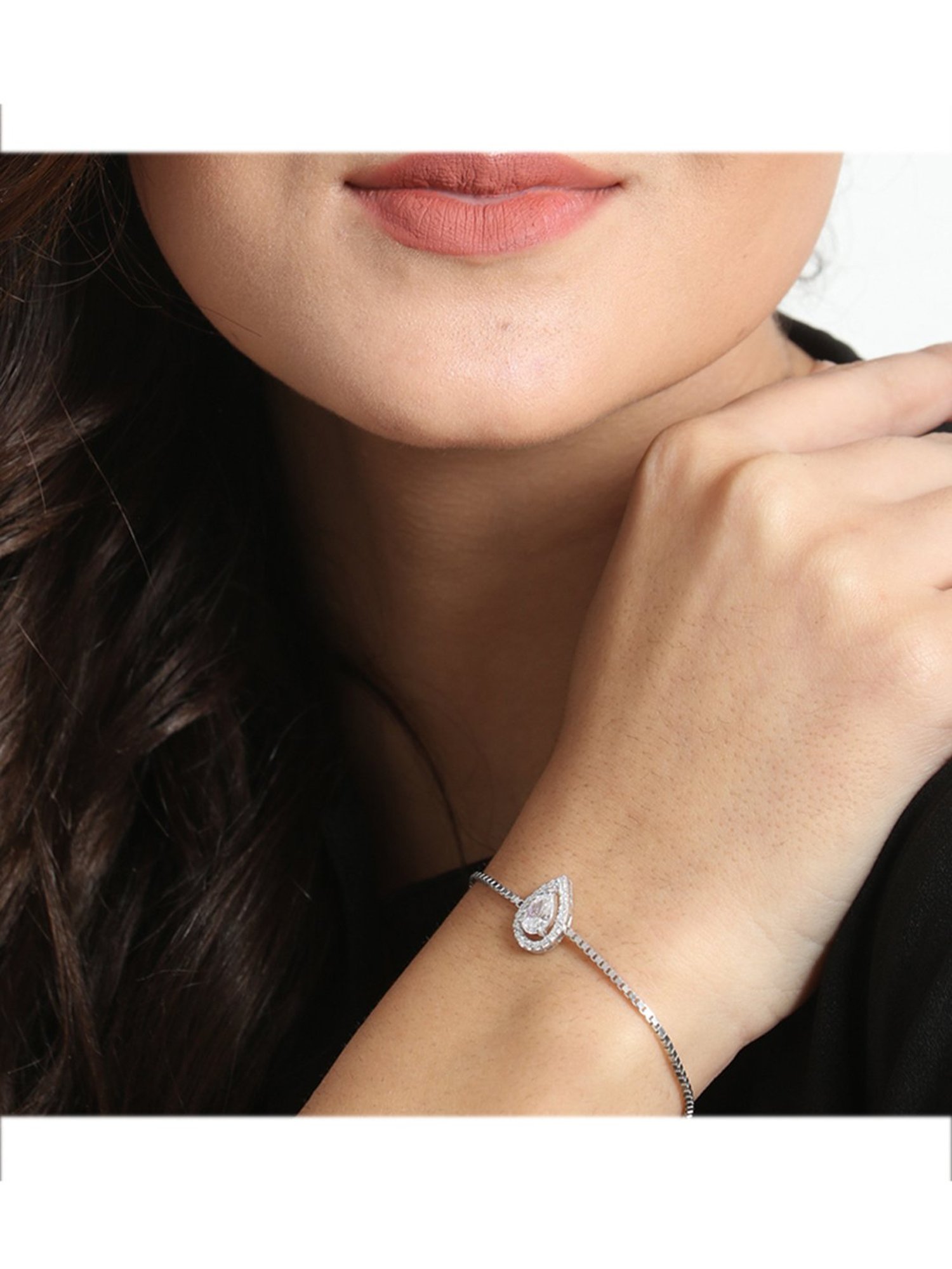Clara Pear 92.5 Sterling Silver Swarovski Zirconia Bracelet