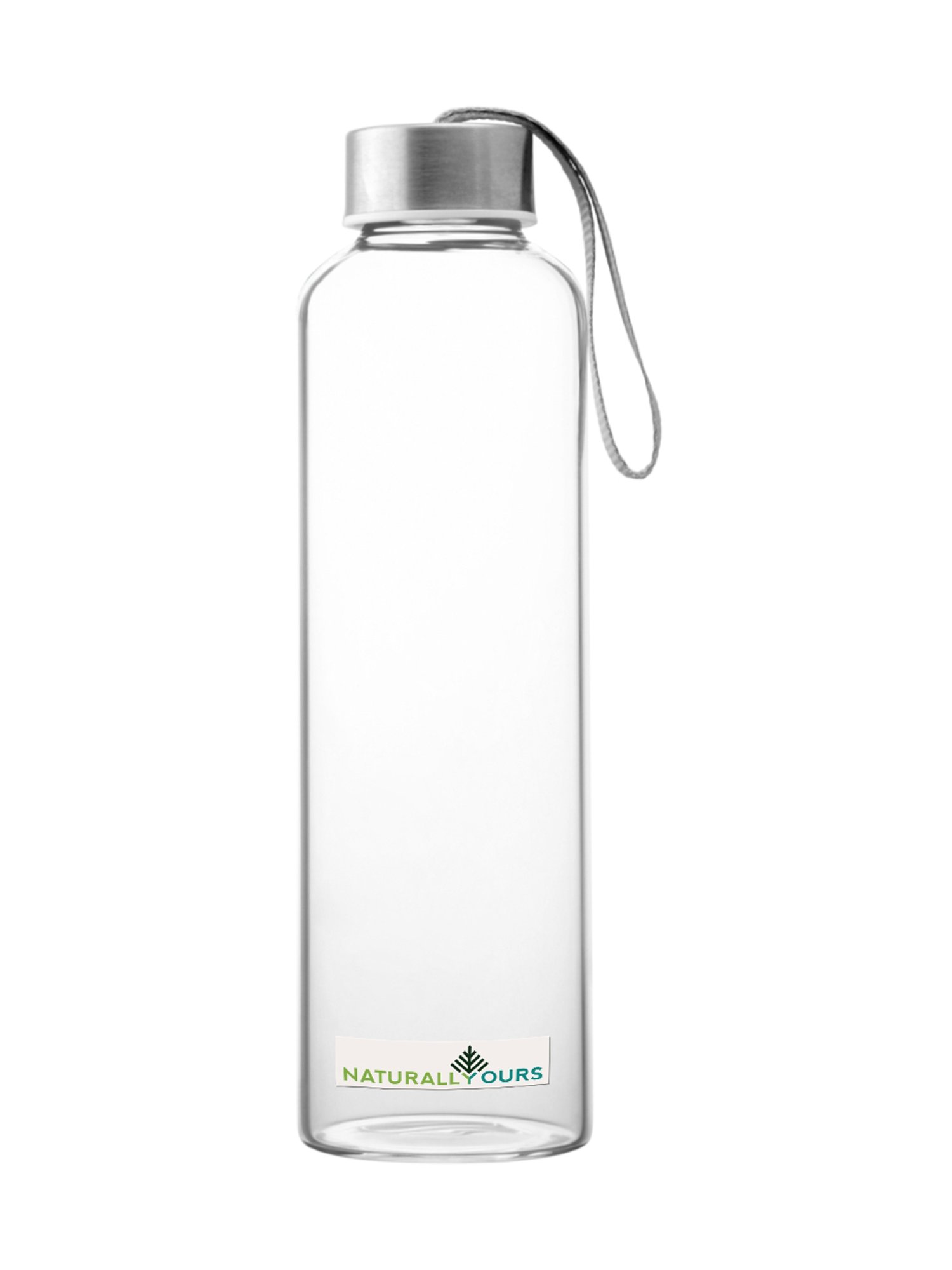 NATURALLYOURS Transparent Borosilicate Glass Water Bottle (500 ml) - Set of 1