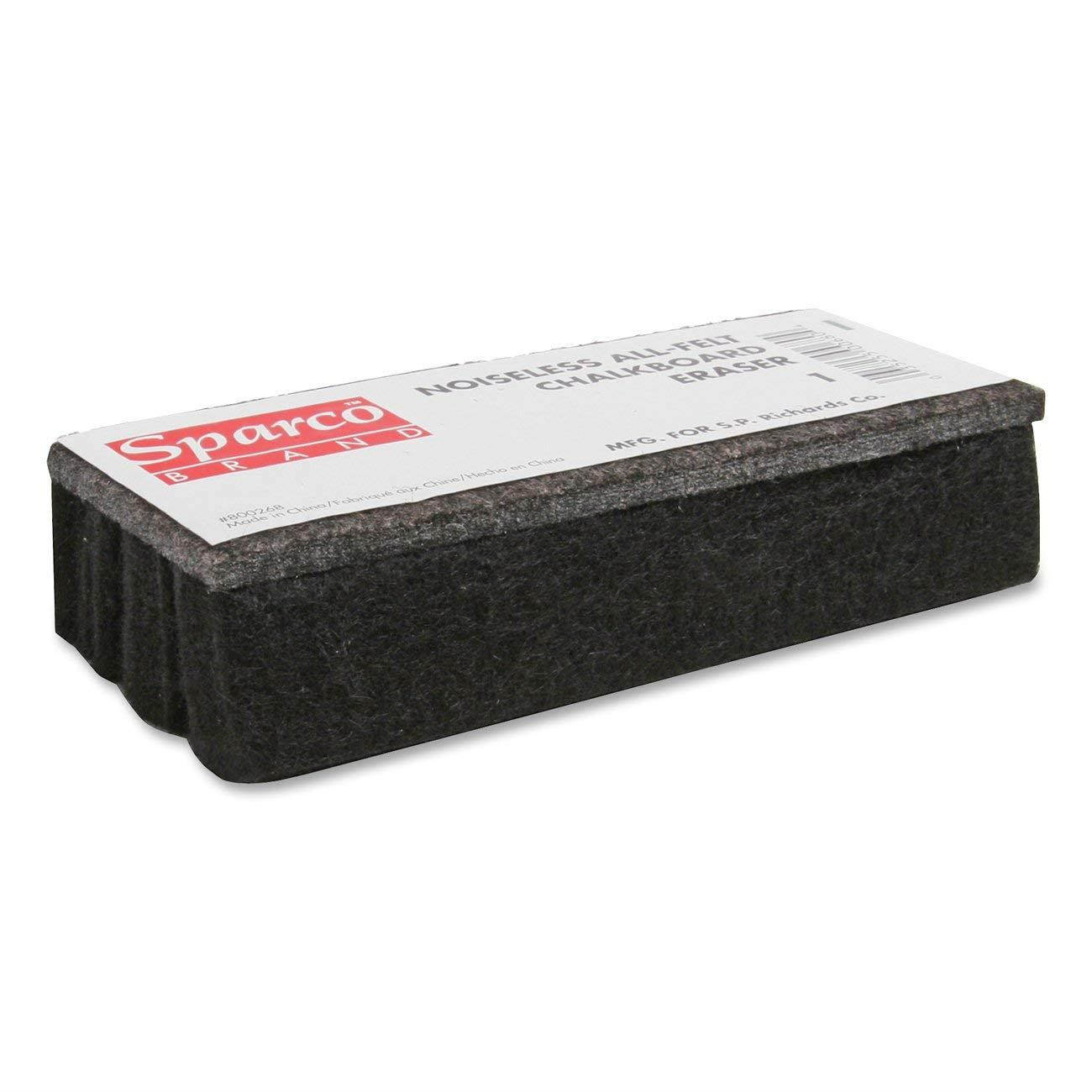 Sparco SPR1 Chalkboard Eraser, All-Felt, Dustless, Black