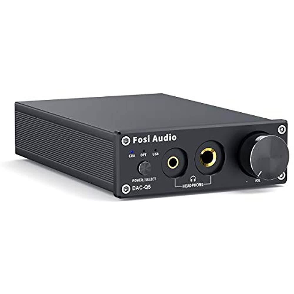 Fosi Audio DAC Converter 24-bit/192kHz Optical/Coaxial/USB Digital-to-Analog Adapter Decoder & Headphone Amplifier & Mini Stereo Pre-Amplifier Q5