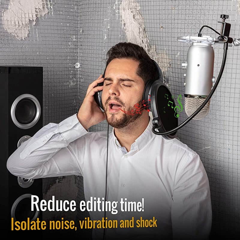 PRO Blue Yeti Shock Mount &ndash; Latest Advanced Vibration Blocking, Noise Repelling Shockmount System for Blue Yeti Original Snowball & USB Pro &ndash; Ultra-Portable Lightweight Microphone Shock Mount