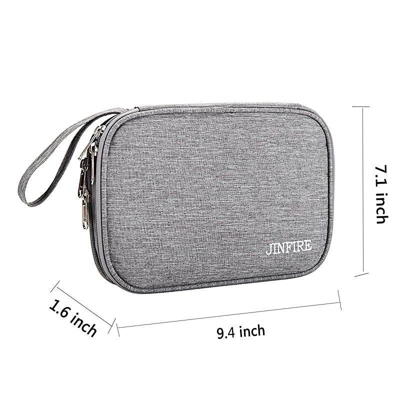 Electronics Organizer Travel Cable Organizer Waterproof Portable Electronics Accessories Case Gadget Bag for 79 IPad Mini Chargers Cord Phone USB SD CardGray