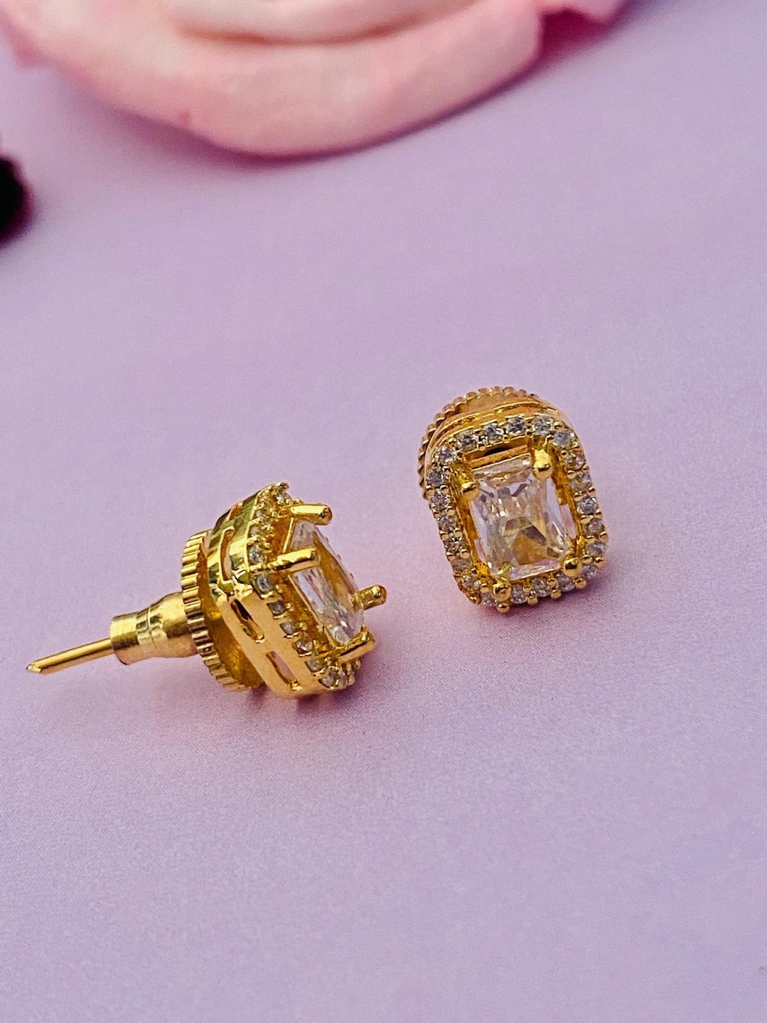 Abdesigns Bewitching High Quality Gold-Plated CZ Stud Earrings