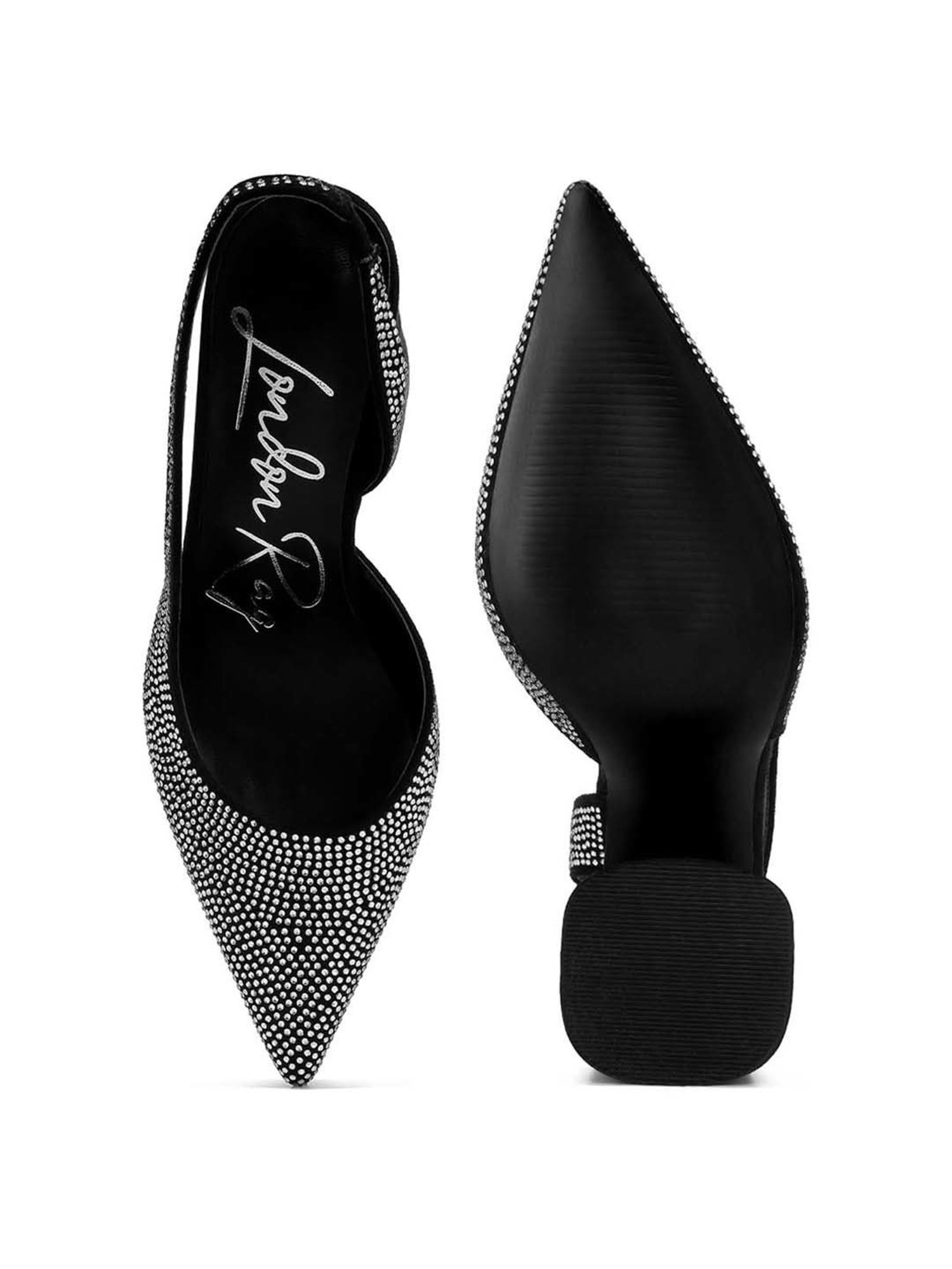 London Rag Women's Black Sling Back Sandals