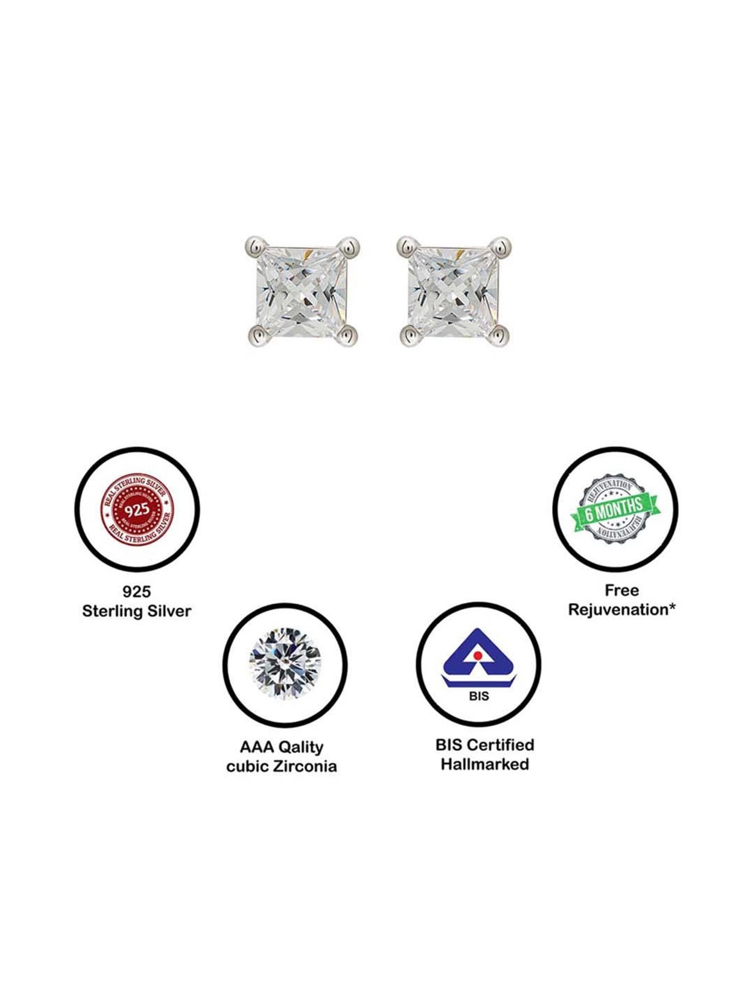 Silberry 925 Sterling Silver Classic 5mm Stud Earrings for Women