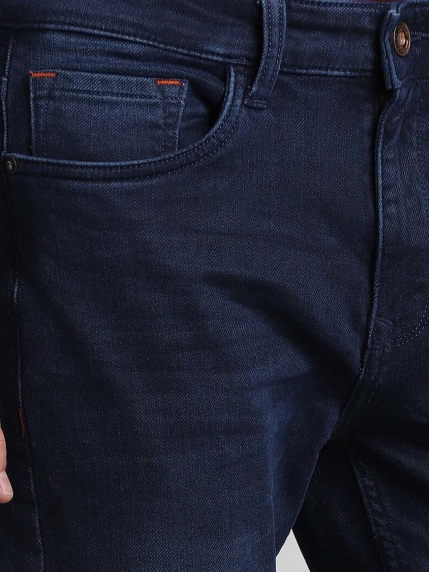 Simon Carter London Slim Fit Navy Lightly Washed Mid Rise Jeans