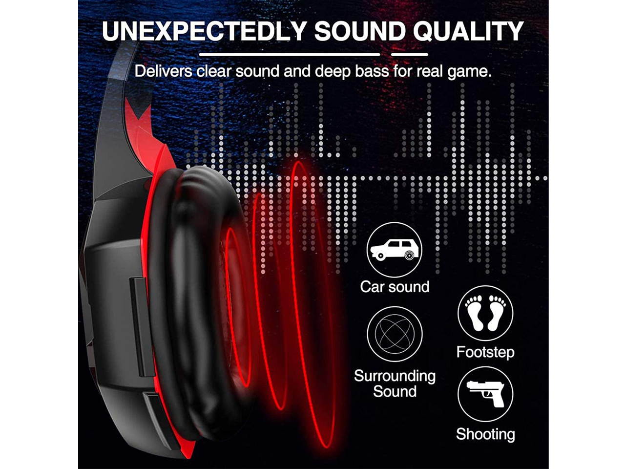 G2000 Gaming Headset, Surround Stereo Gaming Headphones with Noise Cancelling Mic, LED Lights & Soft Memory Earmuffs for PS5, PS4, Xbox One, Nintendo Switch, PC Mac Computer Games