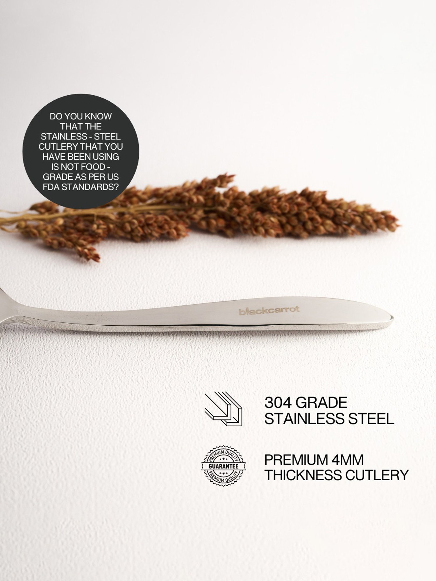 BlackCarrot Stainless Steel Serving Spoon Set of 2