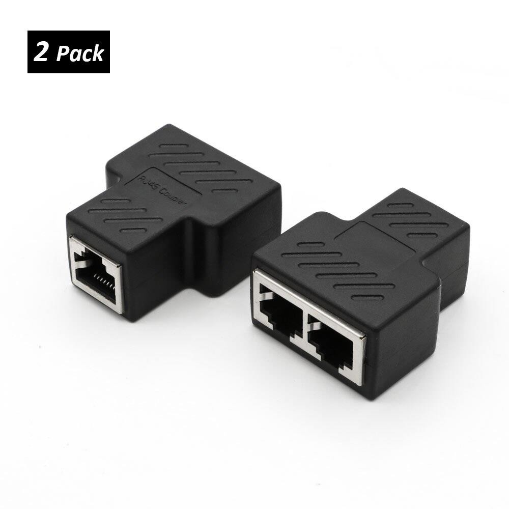 2PCS RJ45 Splitter Connectors 1 to 2 Port Female CAT 5/CAT 6 LAN Ethernet Socket Connector Adapter for Computer Laptop PC