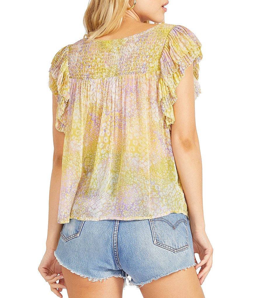 BB Dakota by Steve Madden Up to Here Puff Elbow Sleeve Mock Neck Smocked Top