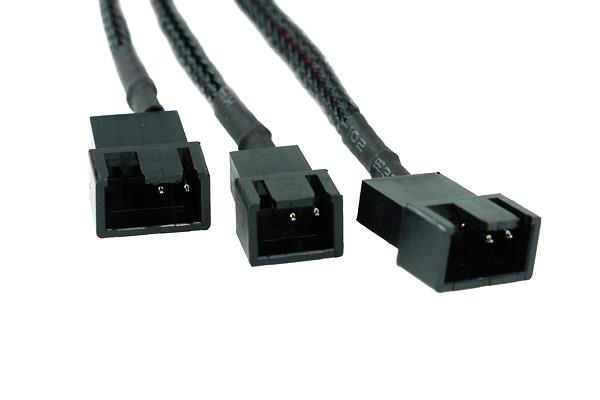 Phobya 4-Pin Molex to 2x 4-Pin PWM and 1x 3-Pin Fan - 30cm | Black (81130)