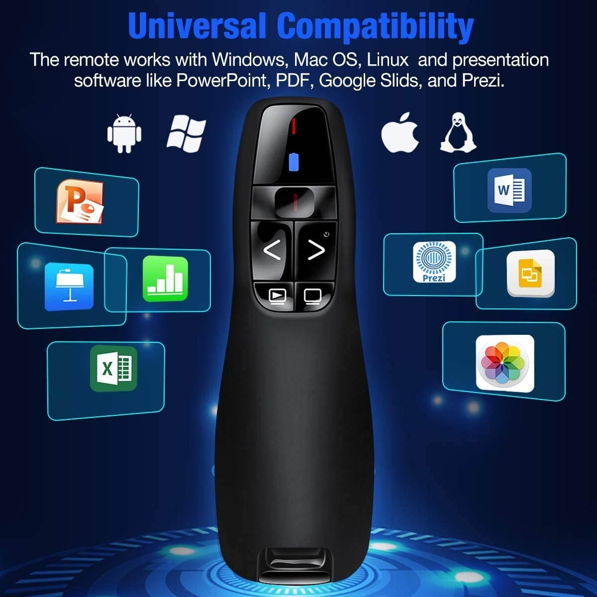 Wireless Presenter Remote,RF 2.4GHz USB Presentation Remote Control PowerPoint Presentation Clicker for Keynote/PPT/Mac/PC