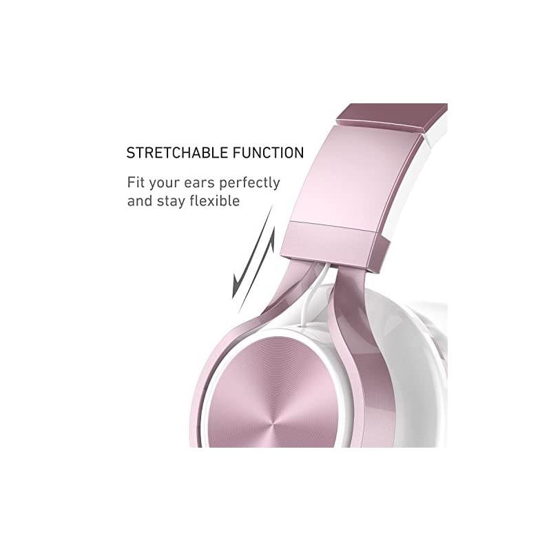 MS300 Wired Headphones Stereo Foldable Headset for iOS Android Smartphone Laptop Tablet PC Computer Rose Gold