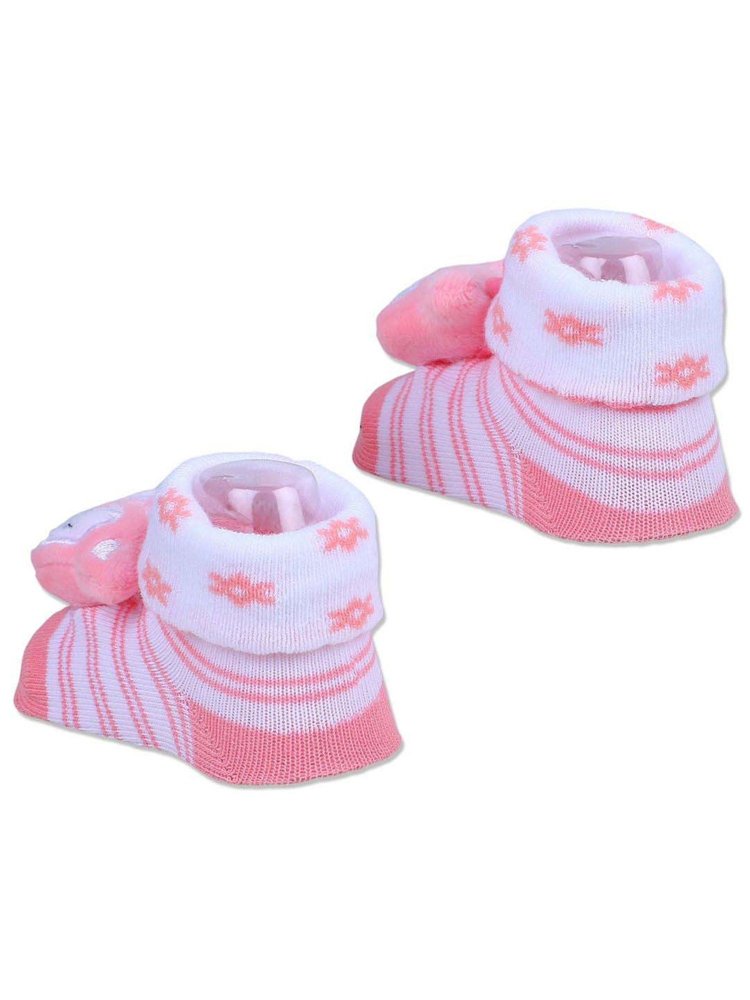 Baby Moo Kids Pink & White Cotton Applique Socks