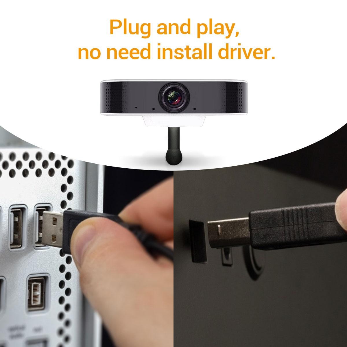 2MP Live Webcam USB Camera Online Conference Teaching Video Built-in Microphone WEB08