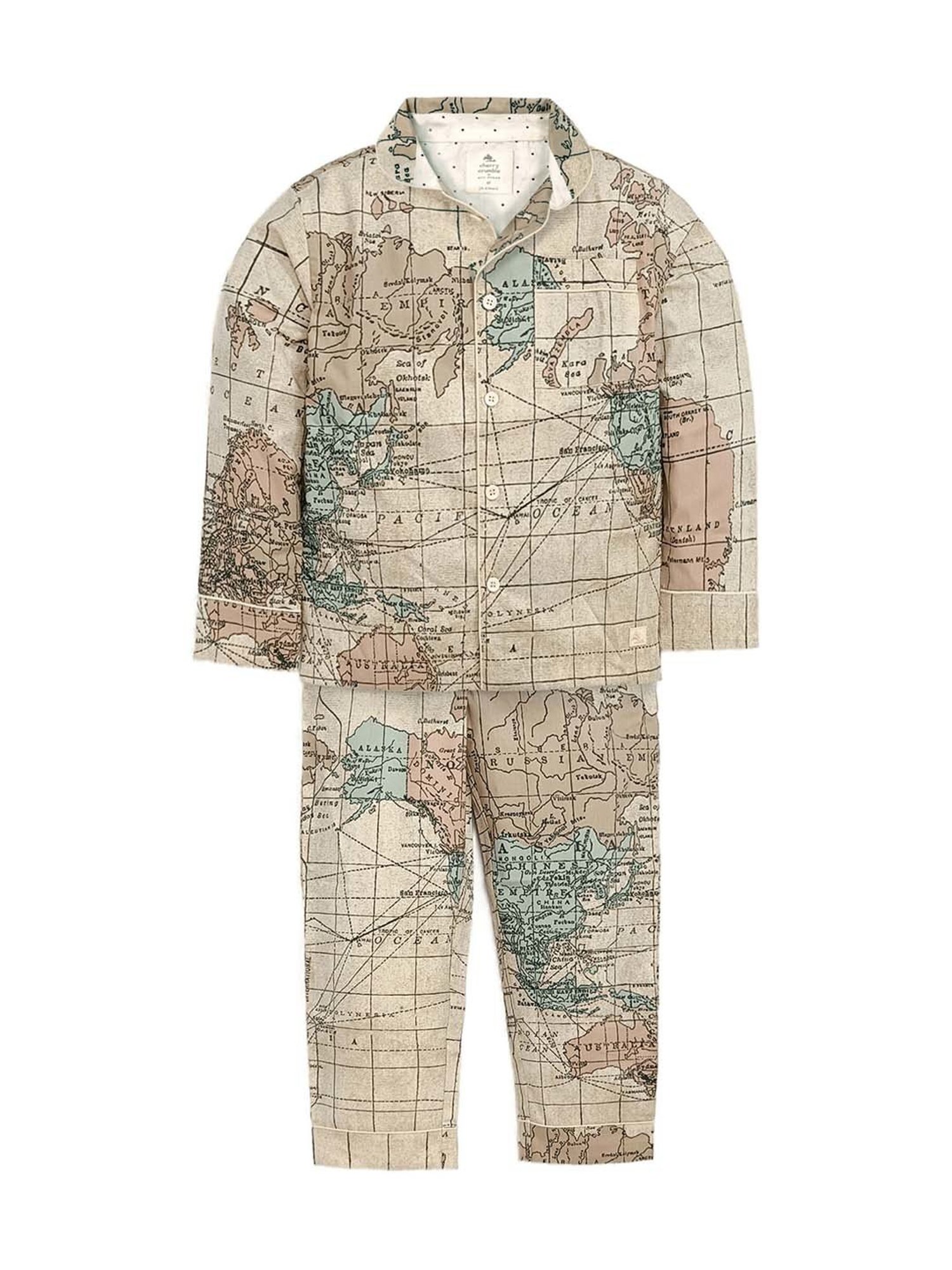 Cherry Crumble by Nitt Hyman Boys Brown & Green Printed Full Sleeves Top Set