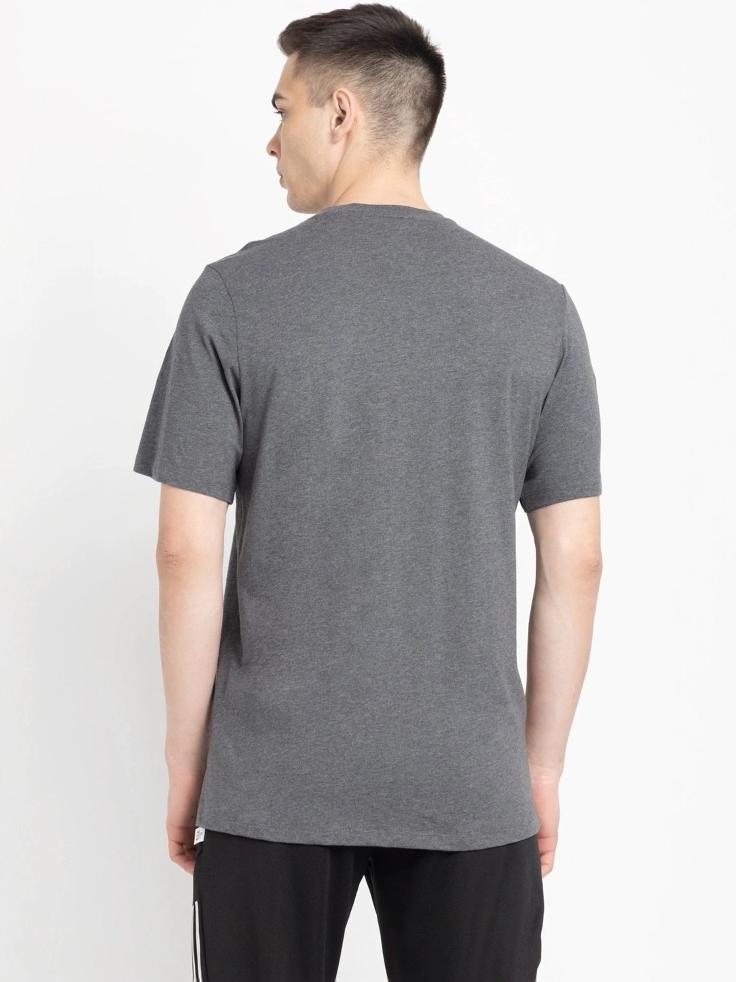 Adidas Grey Cotton Regular Fit T-Shirt