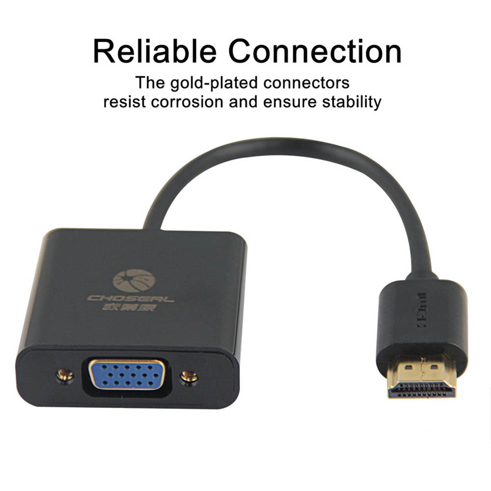 Choseal Computer Adapter HDMI to VGA Gold-Plated HDMI to VGA Adapter for Computer, Desktop, Laptop, PS4, PC, Monitor, Projector, HDTV QS6934