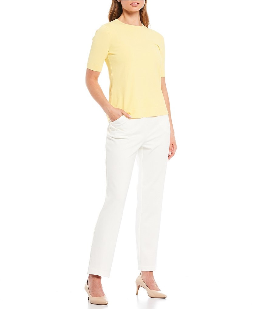 Investments Petite Size Signature Yarn Short Sleeve Crew Neck Top