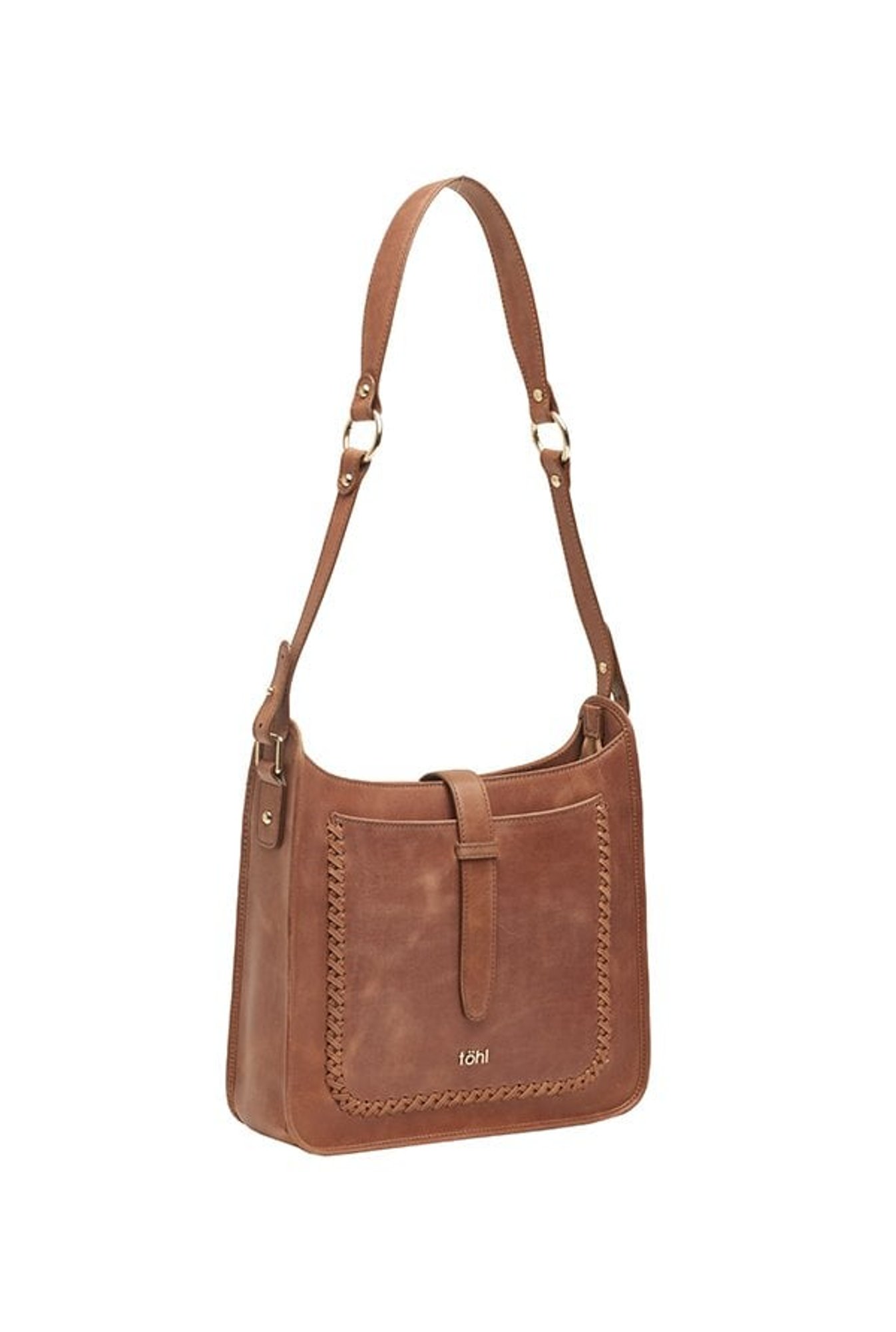 Tohl Tan Distressed Pattern Leather Shoulder Bag