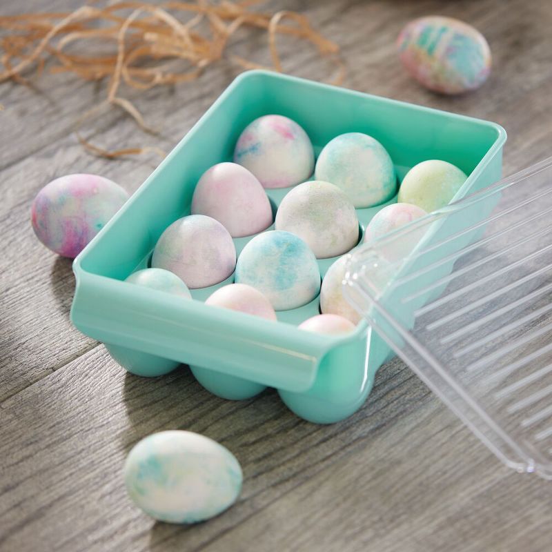 mDesign Stackable Egg Tray Holder Container, Set of 3 - Gray/Green/Blue