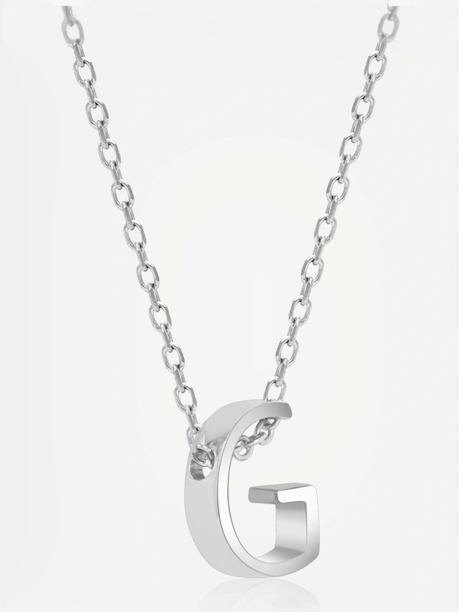 Touch925 Sterling Silver Gleaming G Initial Chain Pendant