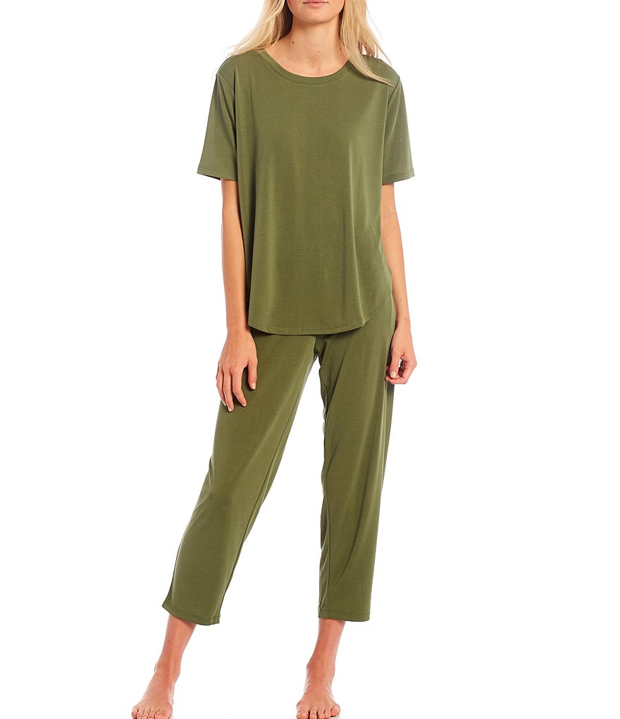 Nottibianche Easy Essentials Solid Jersey Knit Round Neck Short Sleeve Coordinating Sleep Top