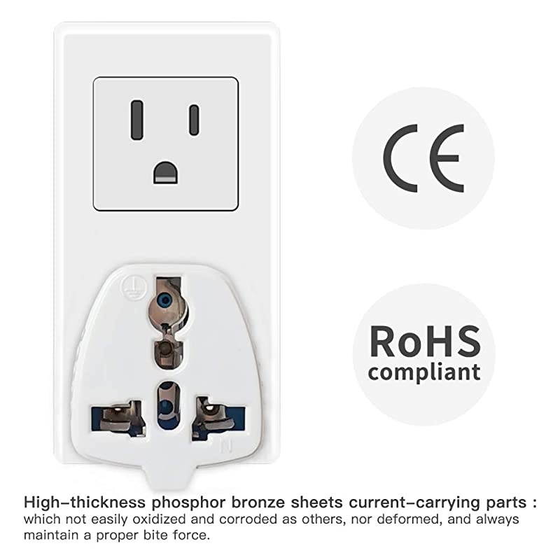 Adapter Plug for USA Canada TypeB Universal Grounded Plug Adapter Converter