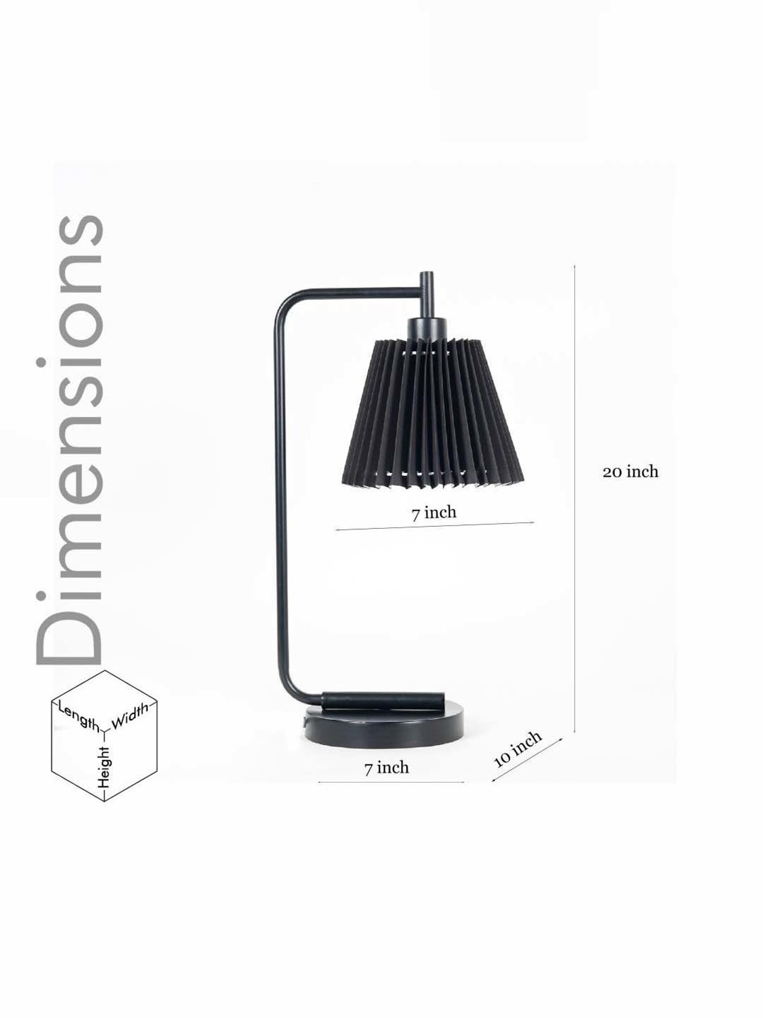 Kapoor Lamp Shades Black Metal Bond Study Table Lamp With Pleated Shade