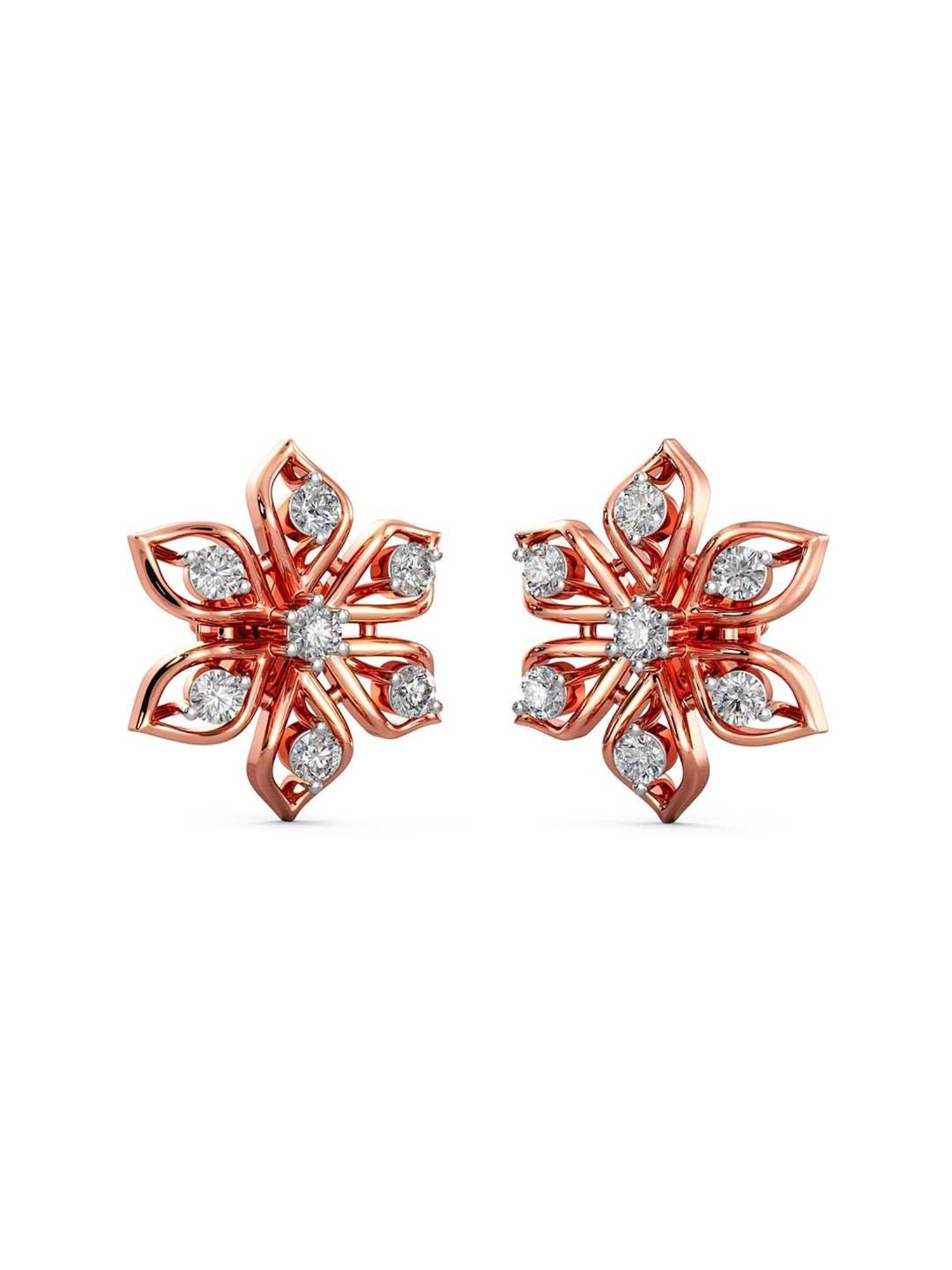 Joyalukkas 18k Gold & Diamond Floral Stud Earrings for Women