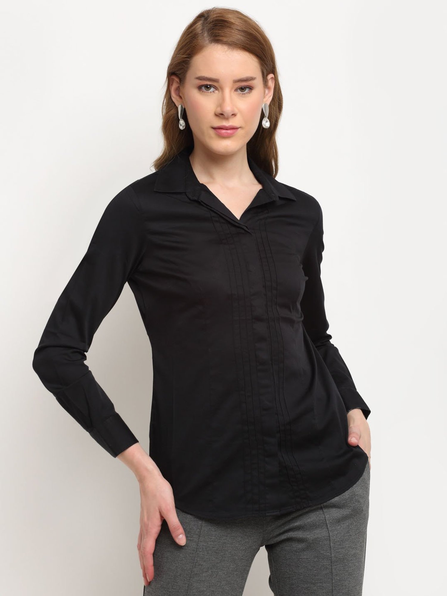 Crozo By Cantabil Black Full Sleeve Shirt