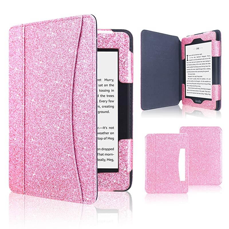 Case Fits AllNew Kindle 10th Generation 2019 and 8th Gen 2016 ONLY NOT FIT Kindle PaperwhiteKindle Oasis Folio Smart Leather Cover with Auto Wake Sleep Front Pocket Glitter Pink