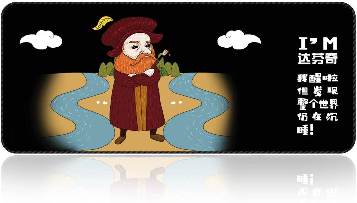 Large Gaming Mouse Pad with Nonslip Base|Extended XXL Size, Heavy|Thick, Comfy, Waterproof & Foldable Mat for Desktop, Laptop, Keyboard, Consoles & More|Enjoy Precise (Vinci)