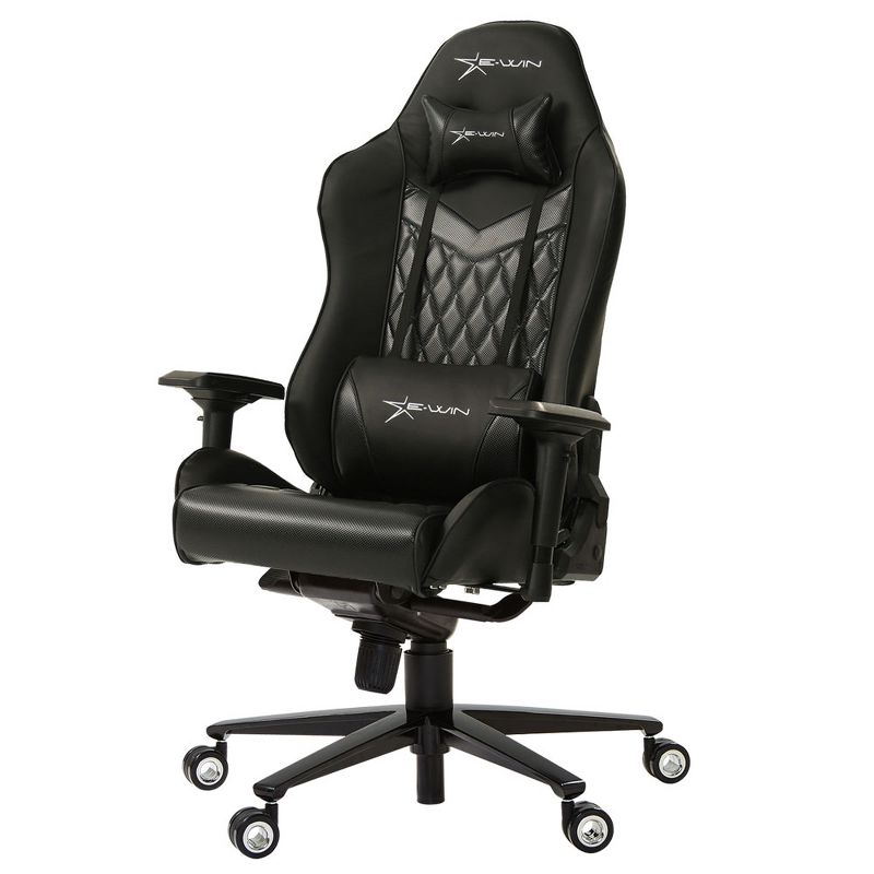 E-Win Champion Series Ergonomic Computer PC Gaming Home Office PU Leather Tall Back Desk Chair with Pillows, Black