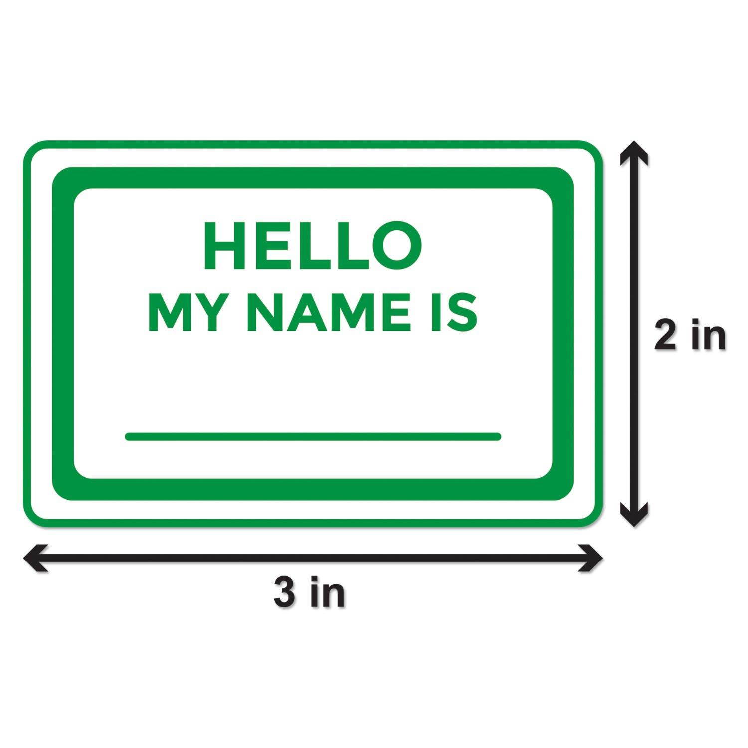 Hello My Names is 2" x 3" Name Tag Badges for Kids, Employees, reunions, Professionals, Parties, School, Events Labels Stickers (Green / 300 Labels per roll / 4 Rolls)