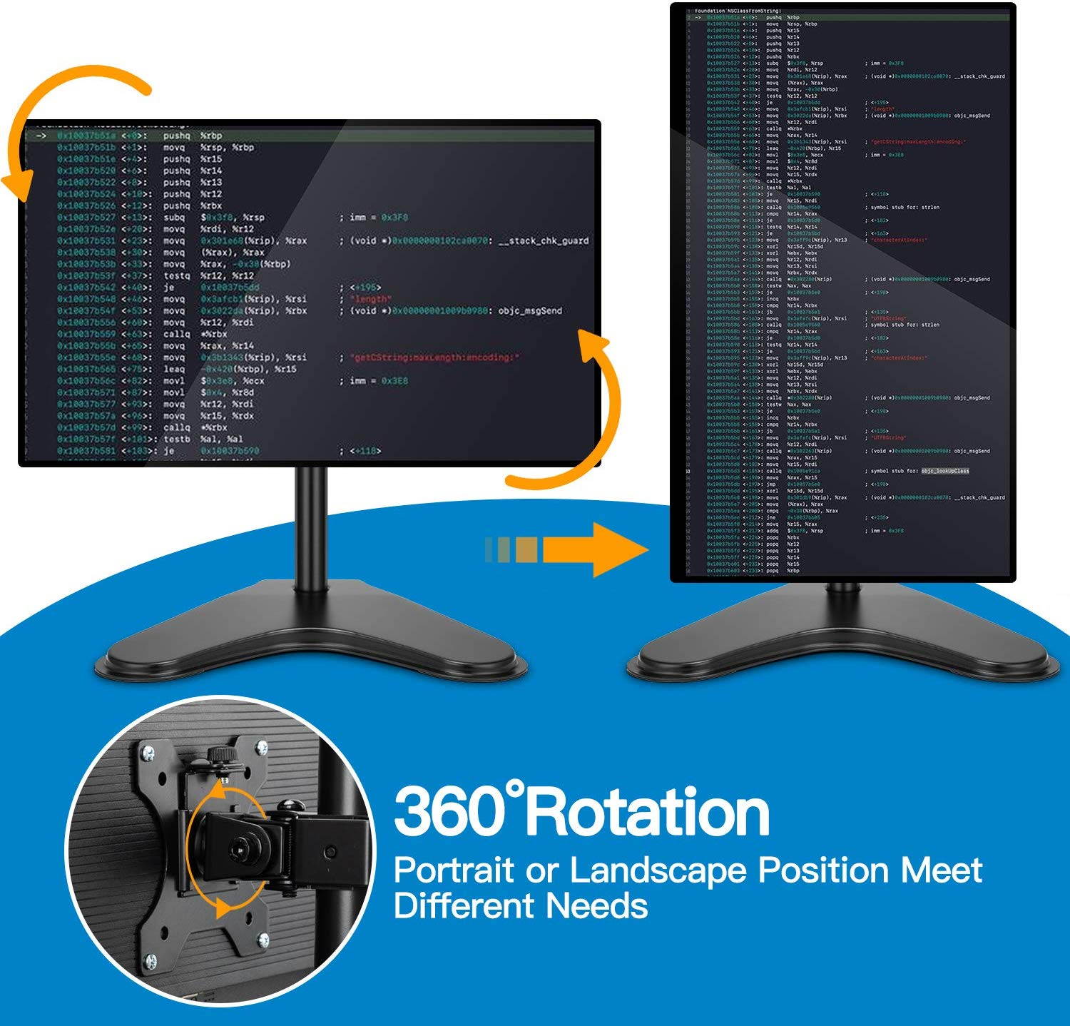 HUANUO Single LCD Monitor Stand, 2020 Upgraded Free Standing VESA Desk Mount fits One Screen up to 32 inches,17.6 lbs. Adjustable Height, Tilt, Swivel, Rotation